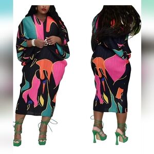 Colorful Abstract Print Dress